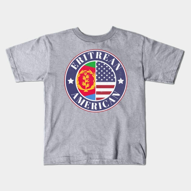 Proud Eritrean-American Badge - Eritrea Flag Kids T-Shirt by Yesteeyear